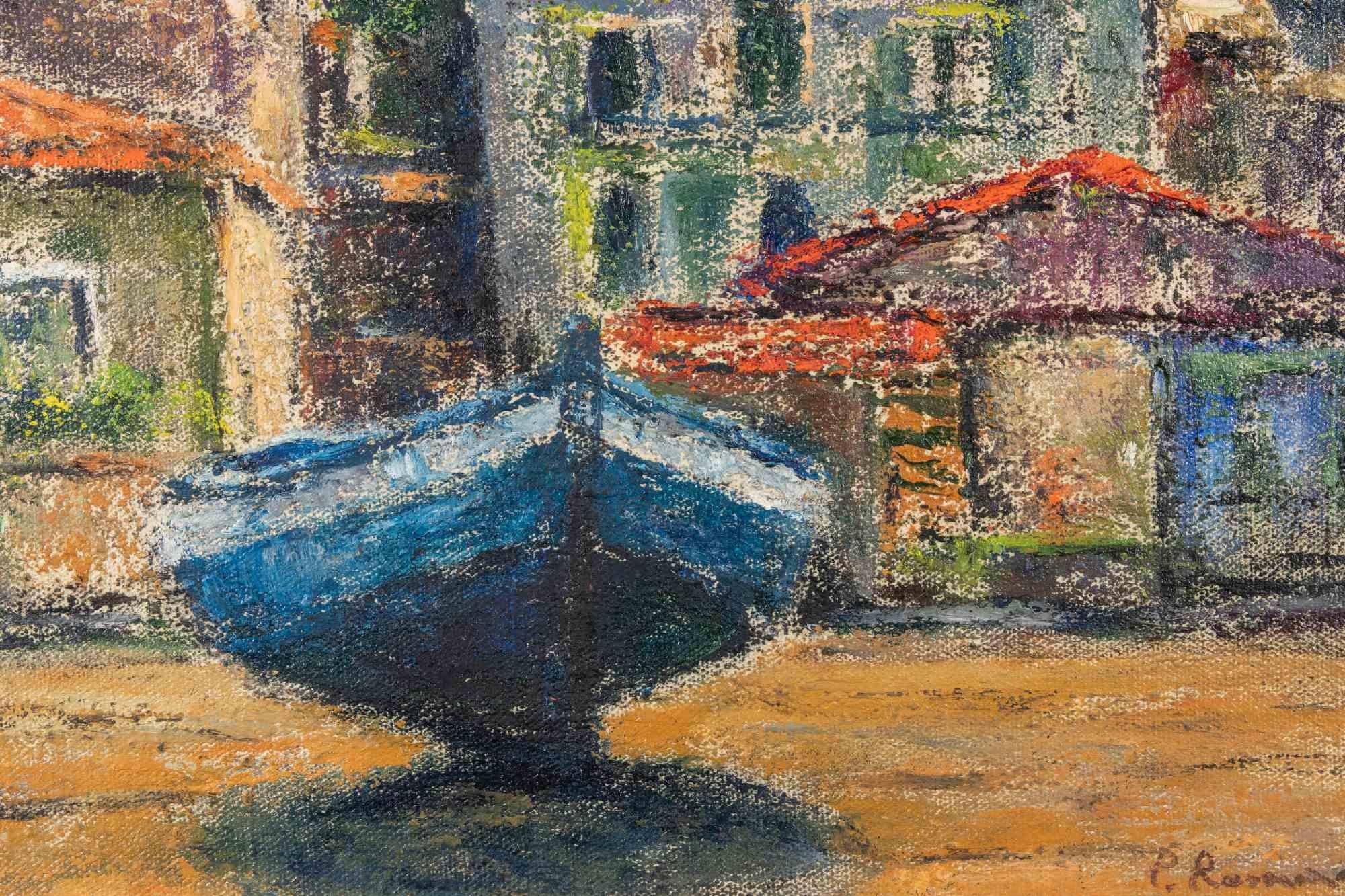 Boat - Oil Paint by Pino Romanò - 1990s For Sale 1