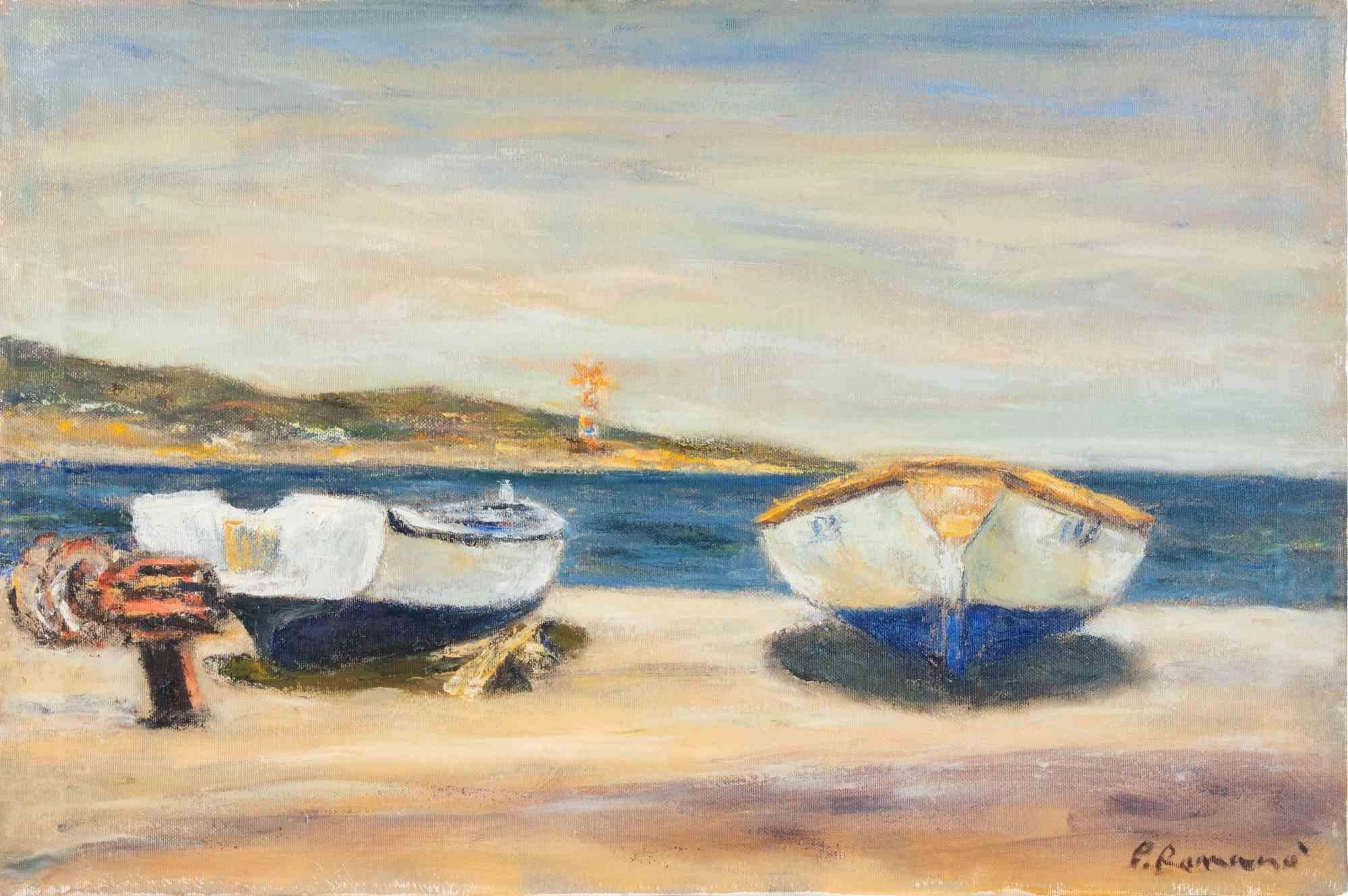 Olio su tela realizzato da Pino Romanò (1934) negli anni Novanta.

Firmato a mano. Titolato sul retro.

Ottime condizioni.