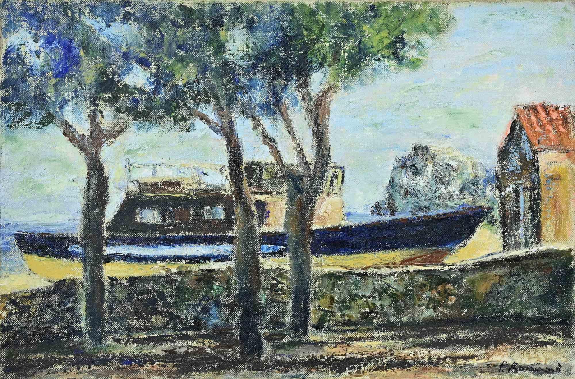 Óleo sobre lienzo realizado por Pino Romanò (1934) en la década de 1990.

Firmado a mano. Titulado en la parte trasera.

Muy buen estado.