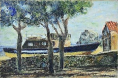 Barcos - Pintura al óleo de Pino Romanò - Años 90
