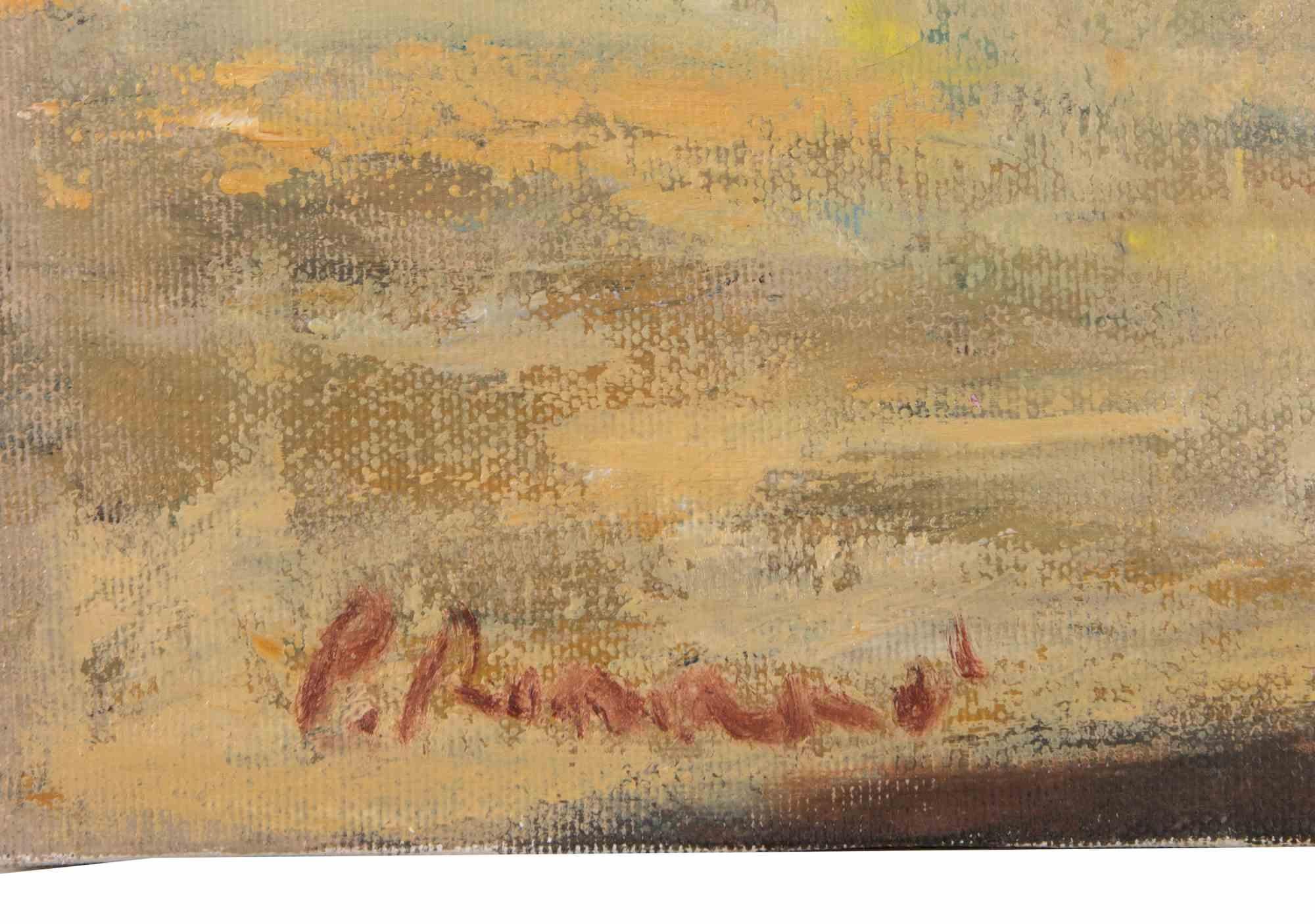 Flores - Pintura al óleo de Pino Romanò - Años 90 en venta 2