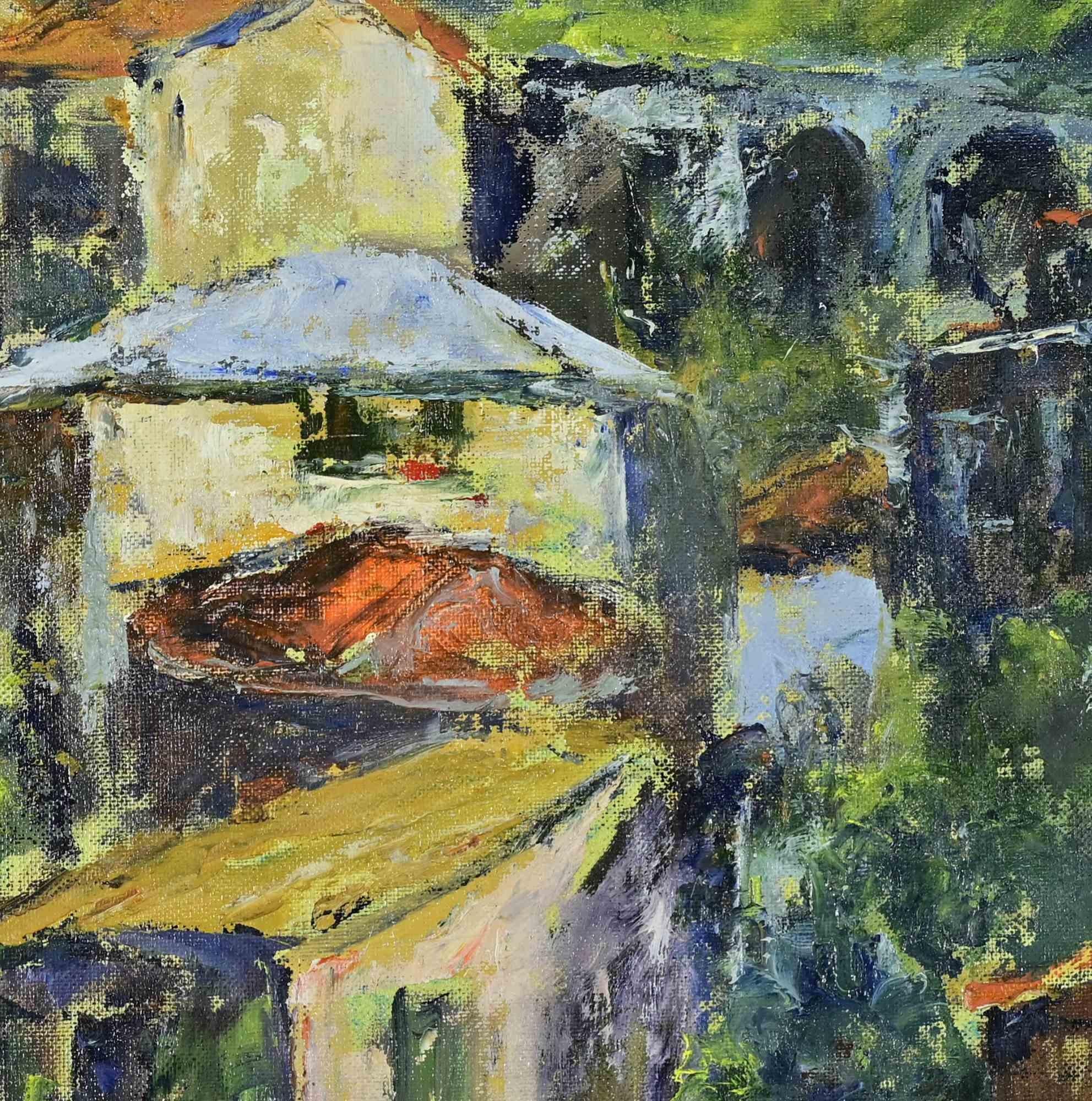 Houses in the Countryside - Oil Paint by Pino Romanò - 1990s For Sale 2