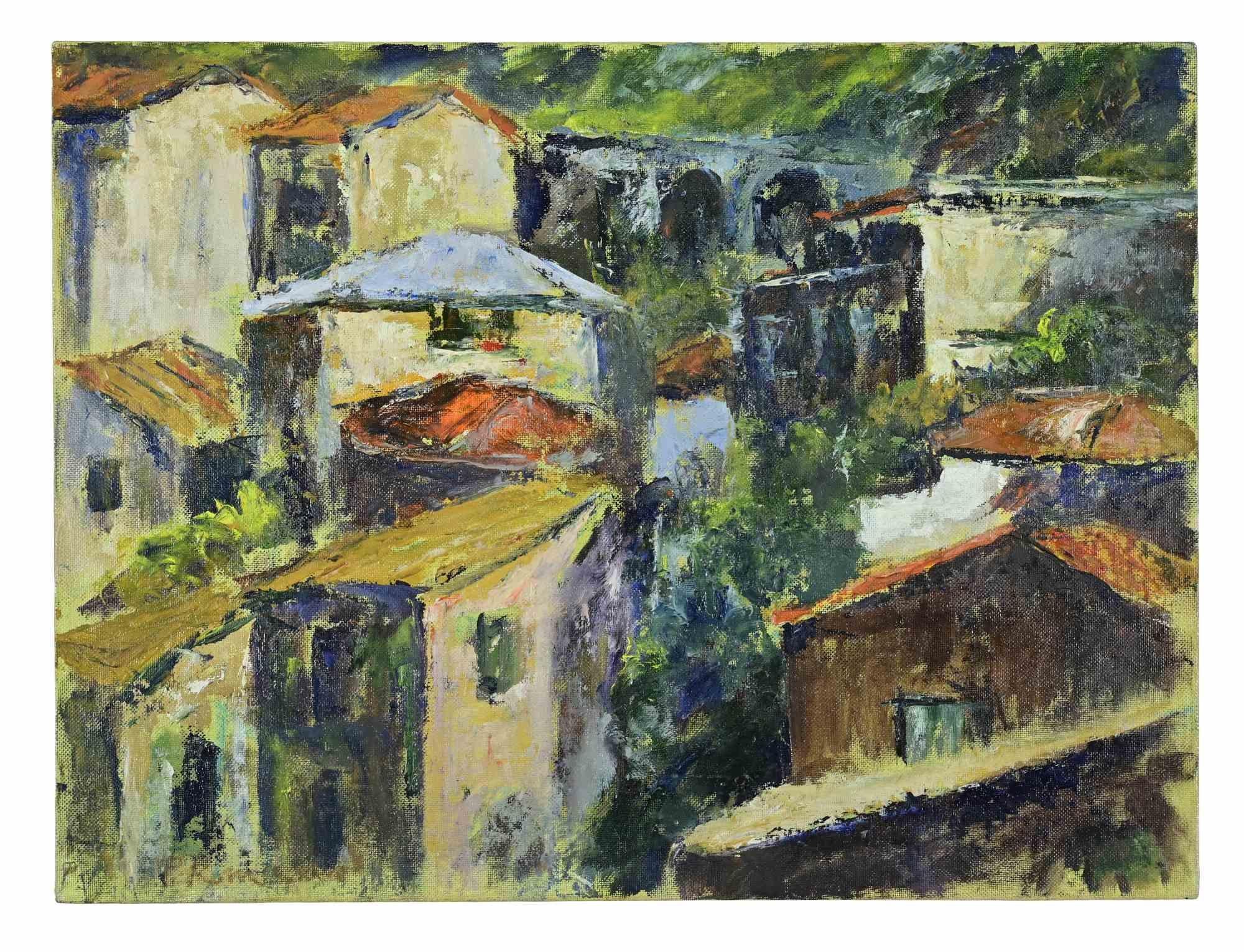 Oil on canvas realized by Pino Romanò (1934) in 1990s.

Hand signed.

Titled on rear.

Very good condition.
