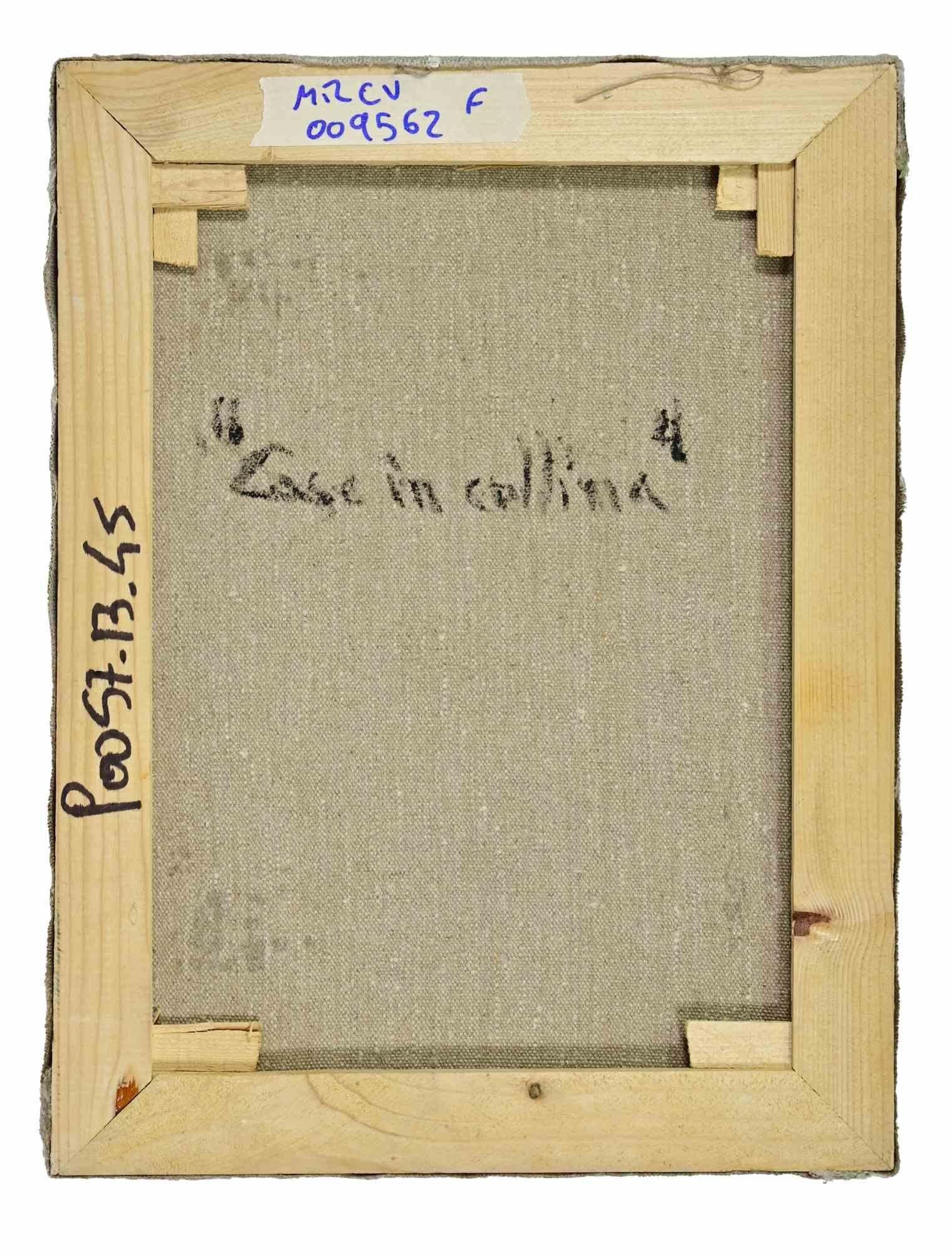 Casas en las colinas - Pintura al óleo de Pino Romanò - Años 90 en venta 2