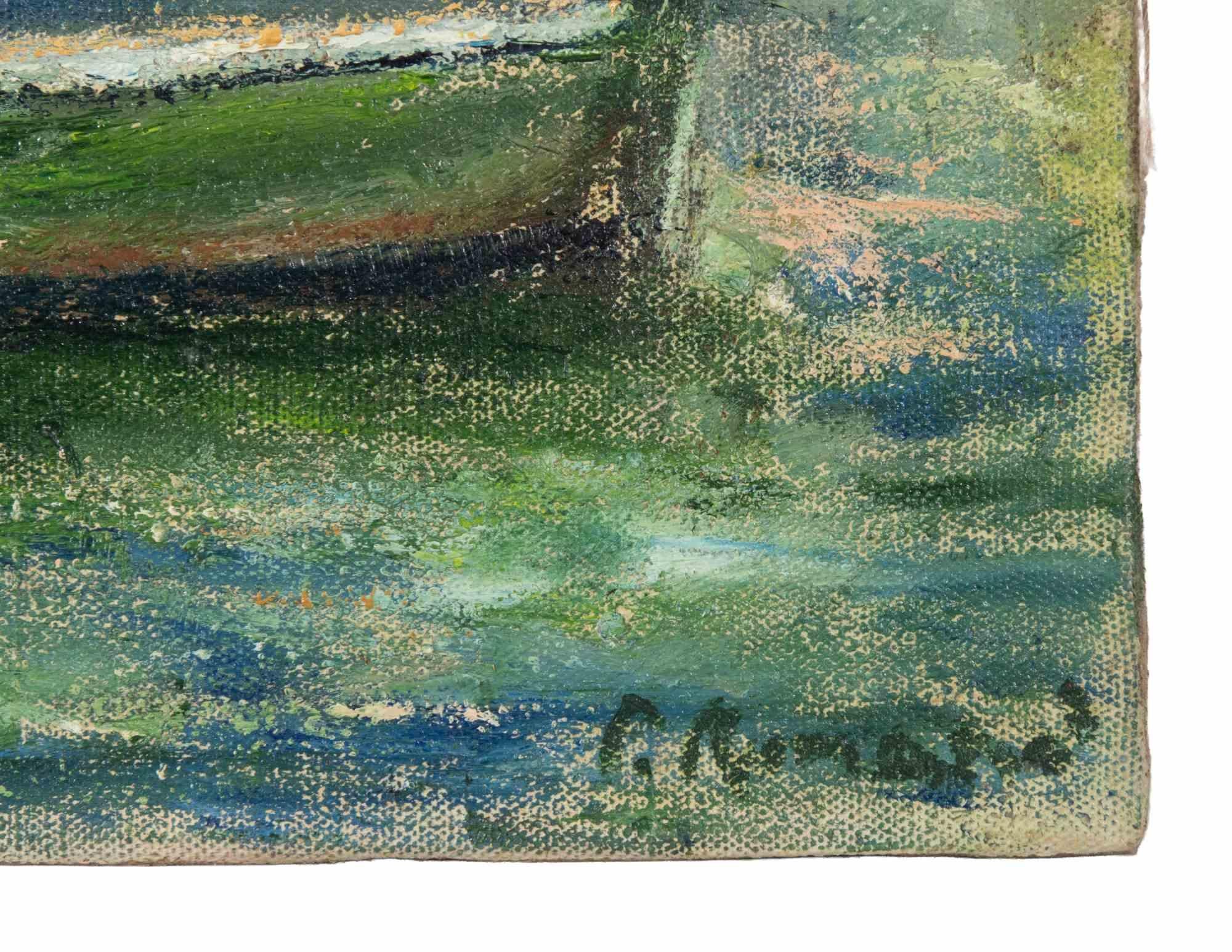 La Capanna del Pescatore - Ölgemälde von Pino Romanò - 1990er Jahre im Angebot 2
