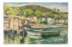 La Capanna del Pescatore - Ölgemälde von Pino Romanò - 1990er Jahre
