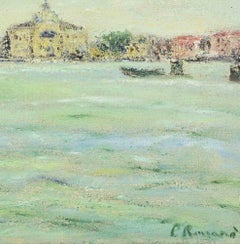 Oktober in der Lagune von Venedig - Ölgemälde von Pino Romanò - 1990er Jahre