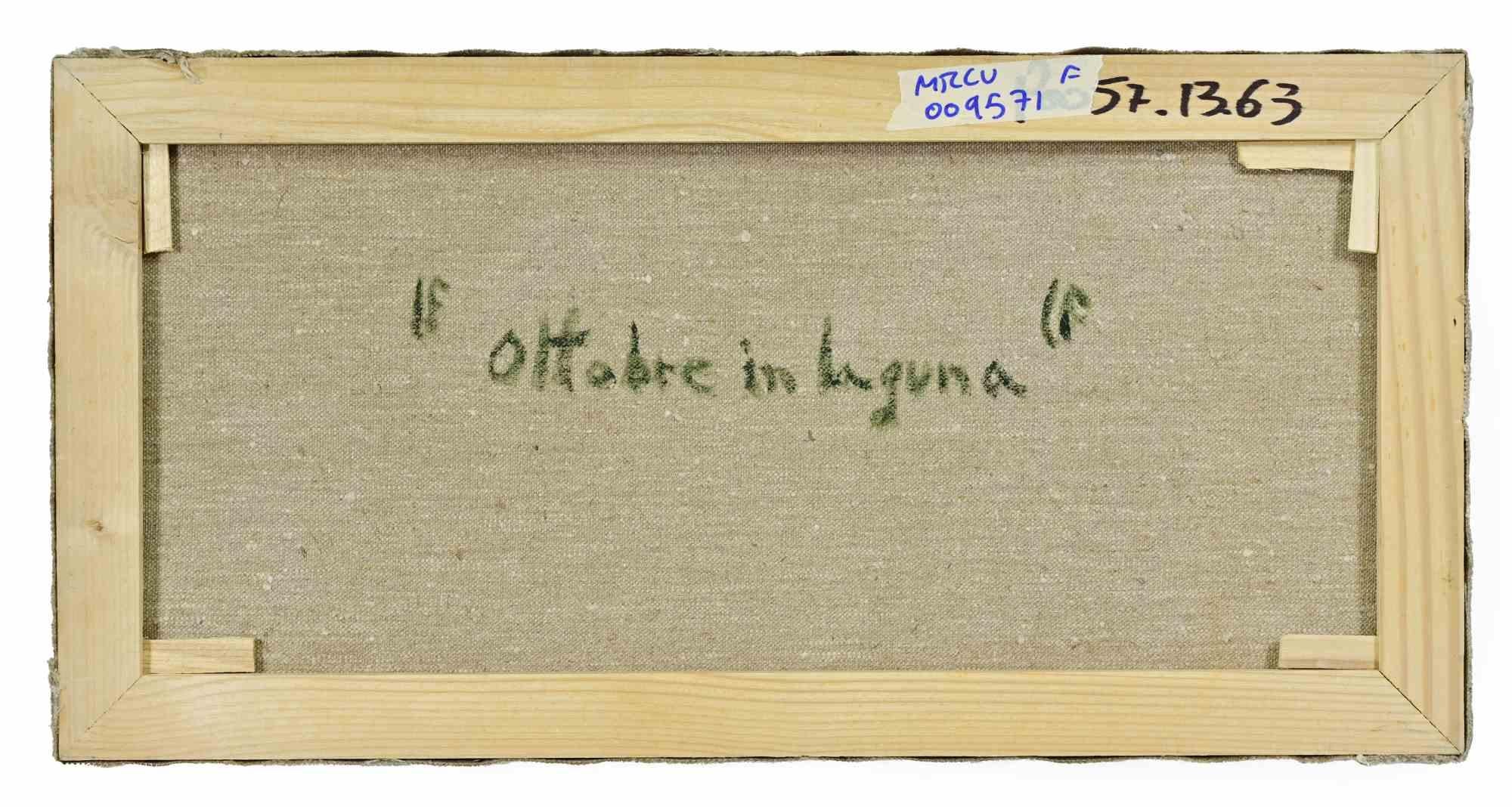 Oktober in der Lagune von Venedig - Ölgemälde von Pino Romanò - 1990er Jahre im Angebot 2