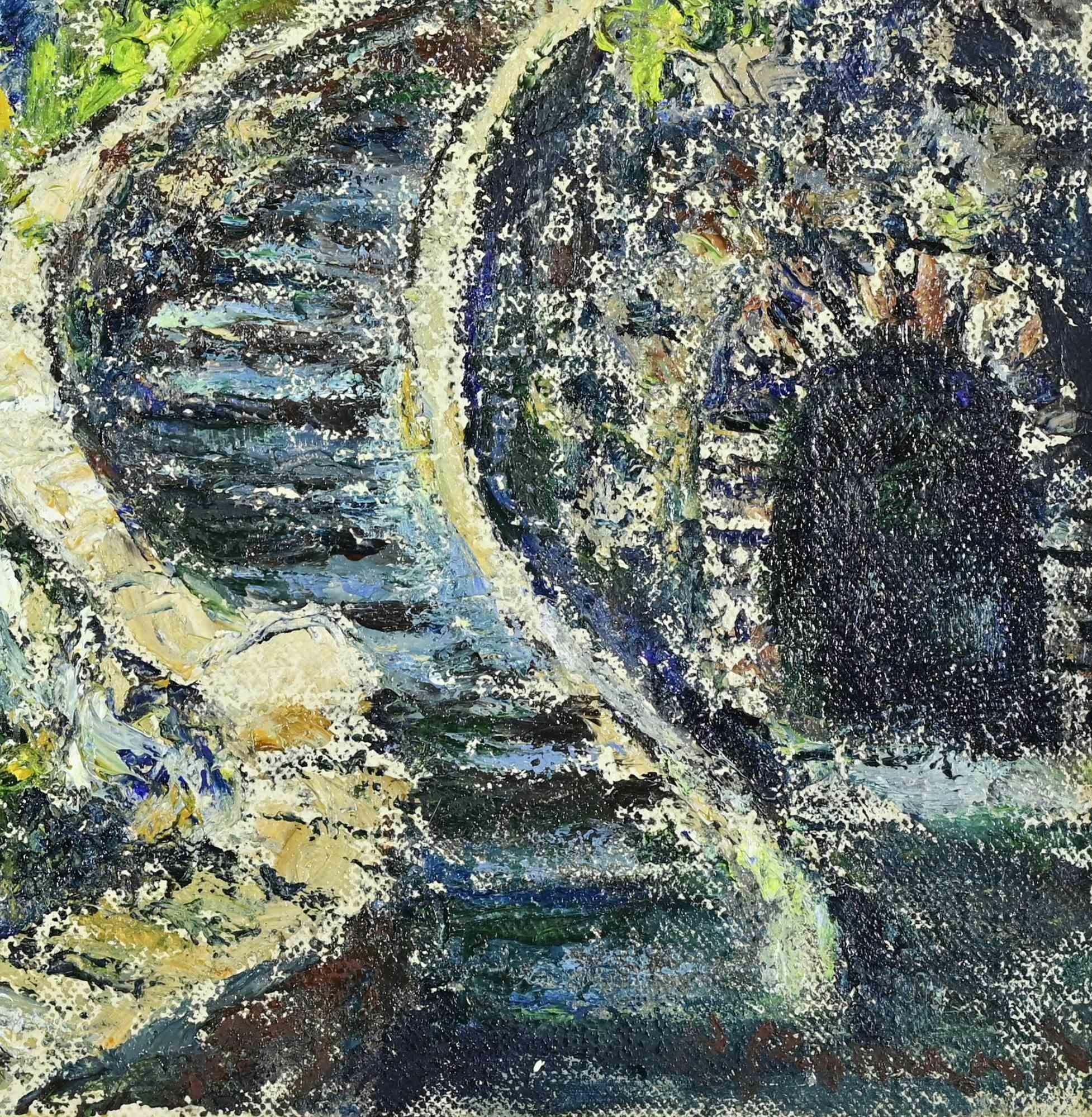 Old Town - Oil Paint by Pino Romanò - 1990s For Sale 1