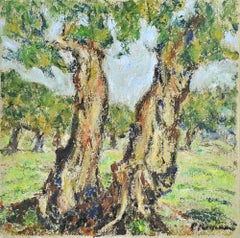 Olive Grove - Oil Paint by Pino Romanò - 1990s