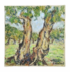 Olive Grove - Oil Paint by Pino Romanò - 1990s