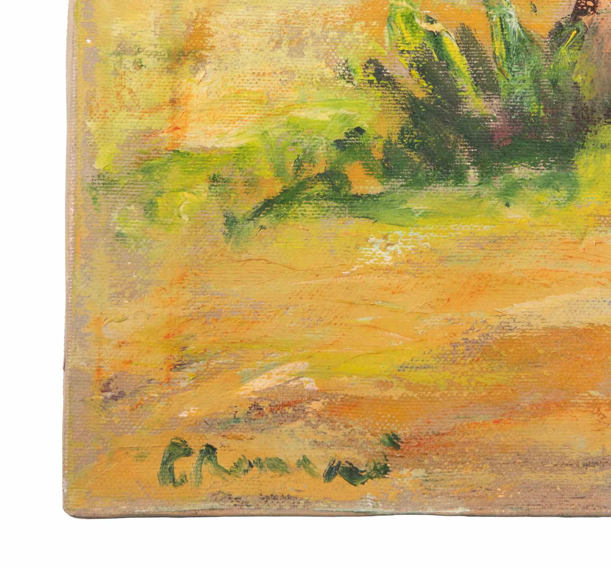 Olive Tree - Oil Paint by Pino Romanò - 1990s For Sale 2