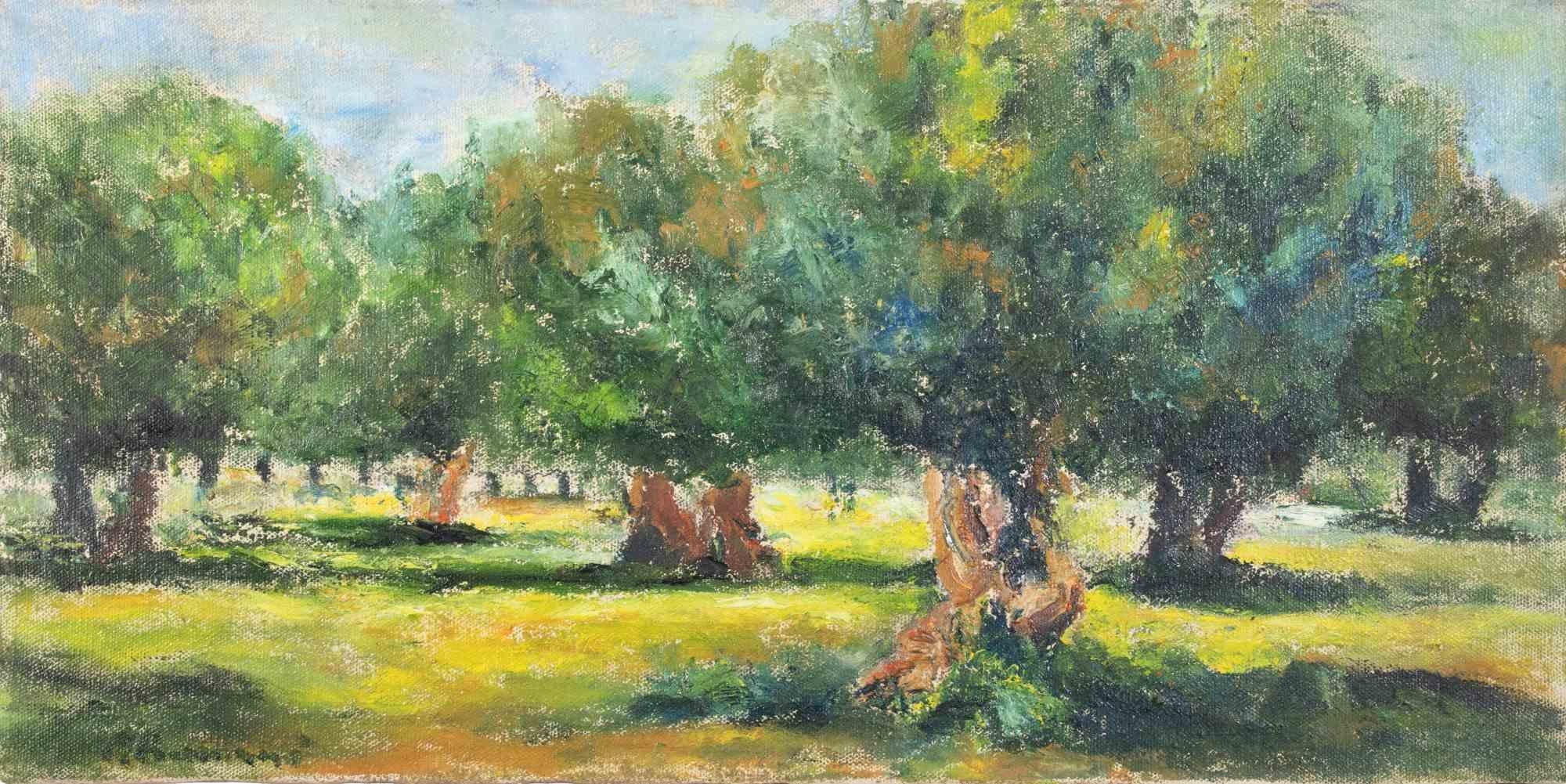 Oil on canvas realized by Pino Romanò (1934) in 1990s.

Hand signed. Titled on rear.

Very good condition.