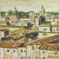 Roofs from the Capitol-View of Rome - Oil Paint by Pino Romanò - 1990s