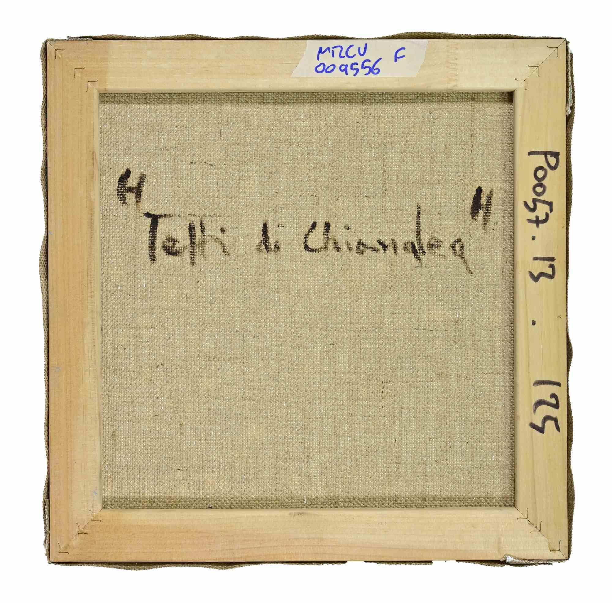 Tejados en Chanalea - Pintura al óleo de Pino Romanò - Años 90 en venta 2