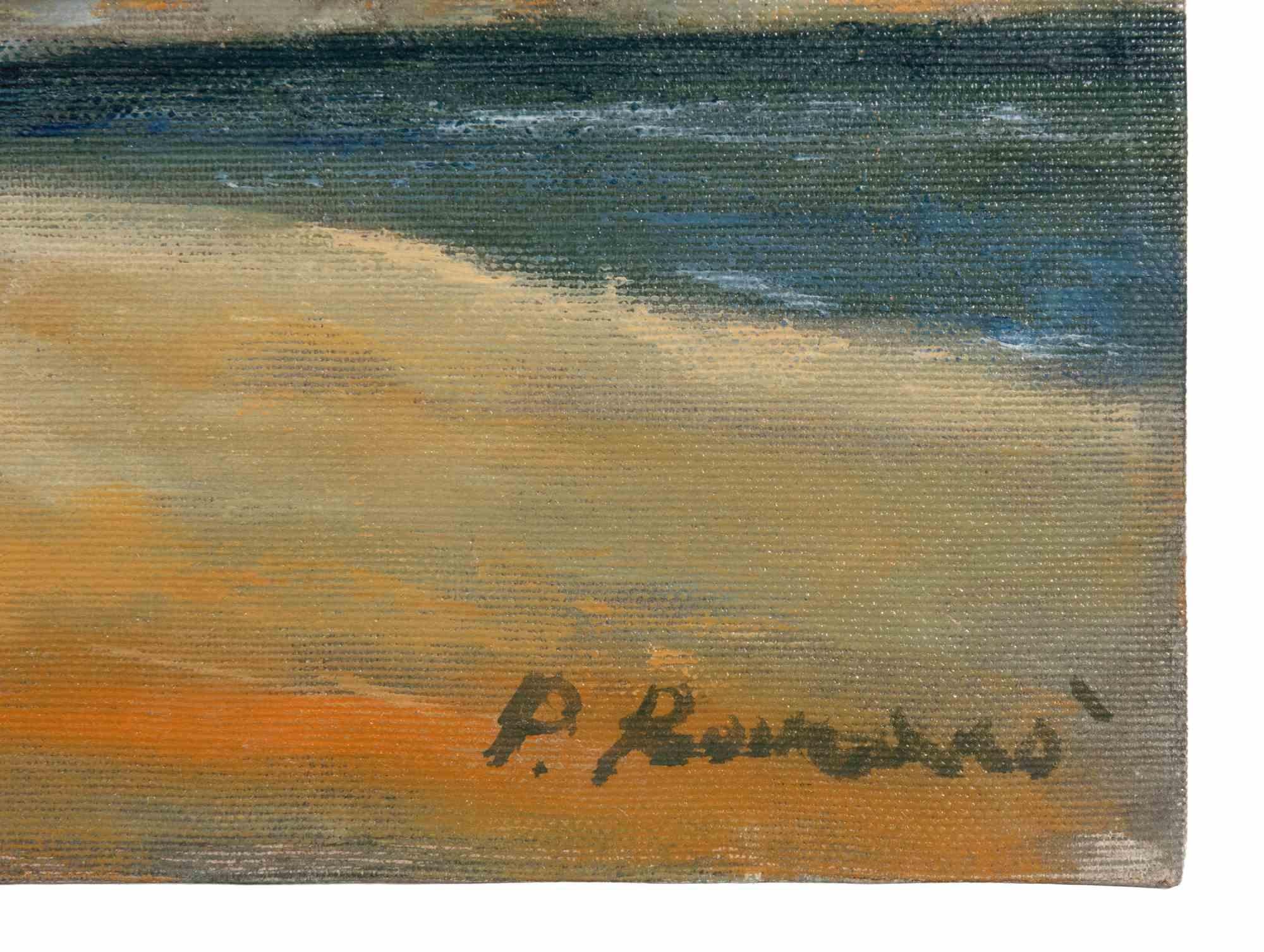 Seaside in Calabria - Oil Paint by Pino Romanò - 1989 For Sale 2