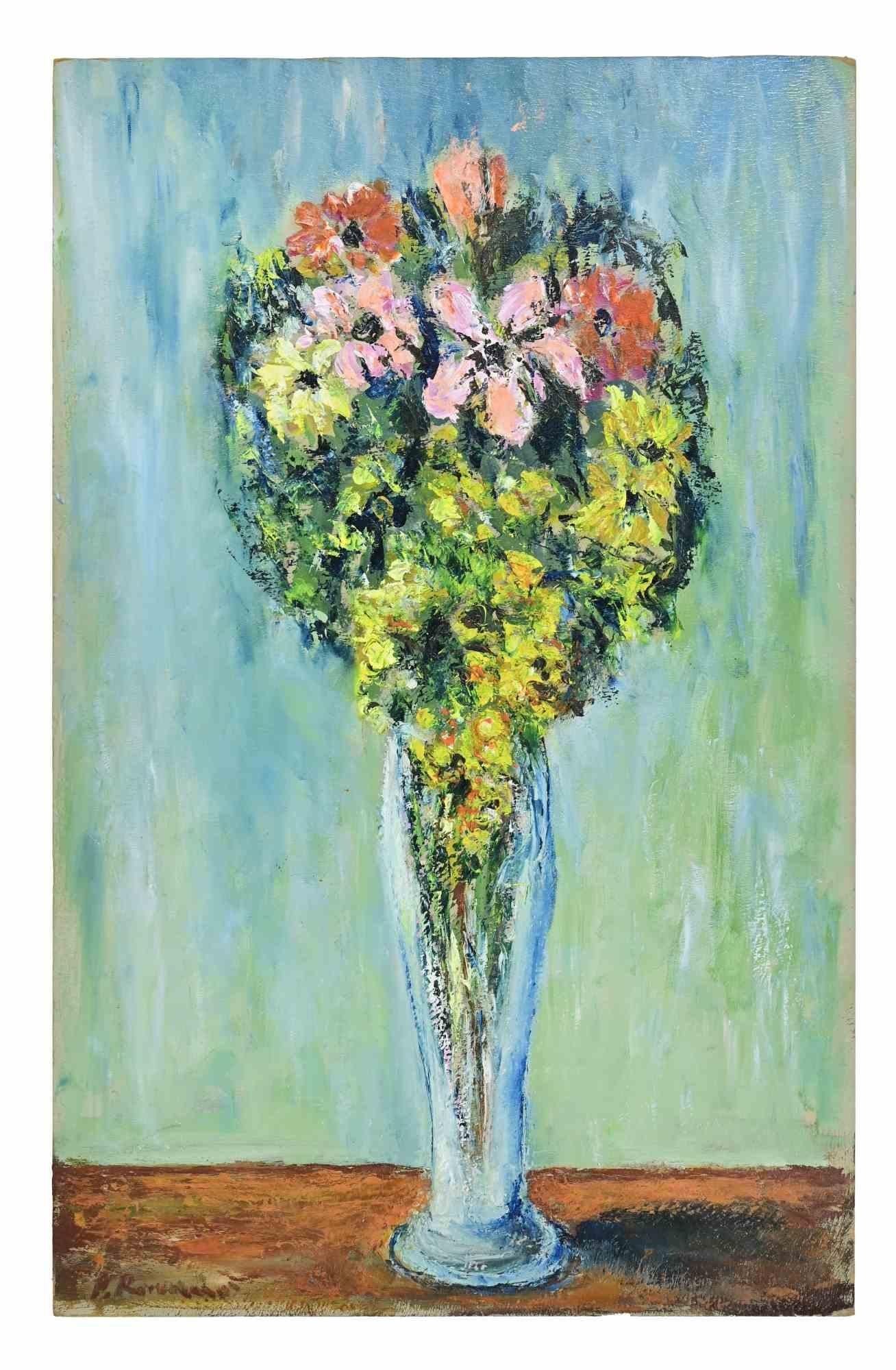 Naturaleza muerta - Pintura al óleo de Pino Romanò - Años 90 en venta 1