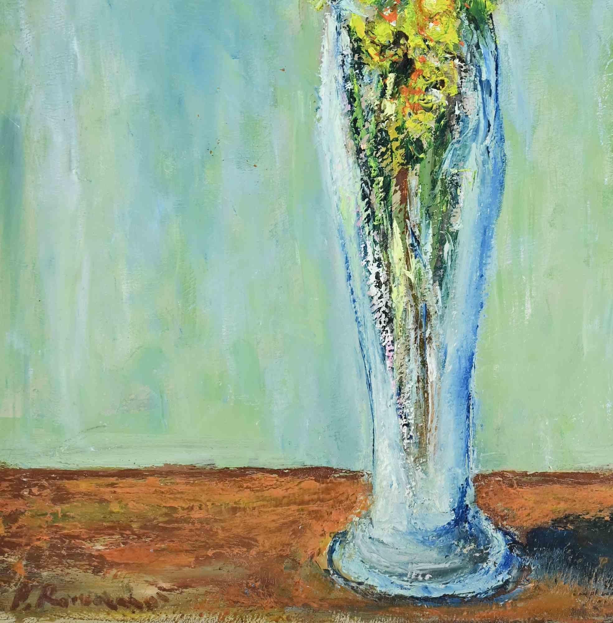 Naturaleza muerta - Pintura al óleo de Pino Romanò - Años 90 en venta 2