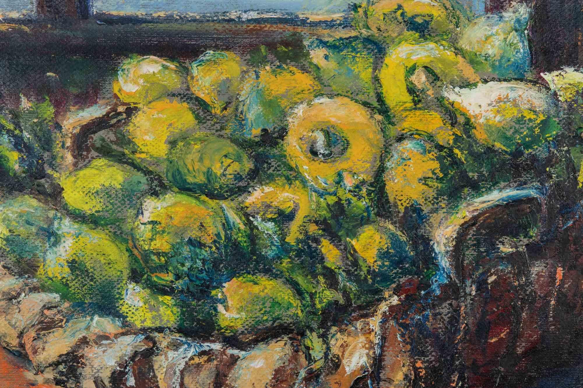 Still Life with Lemons - Oil Paint by Pino Romanò - 2000 For Sale 1