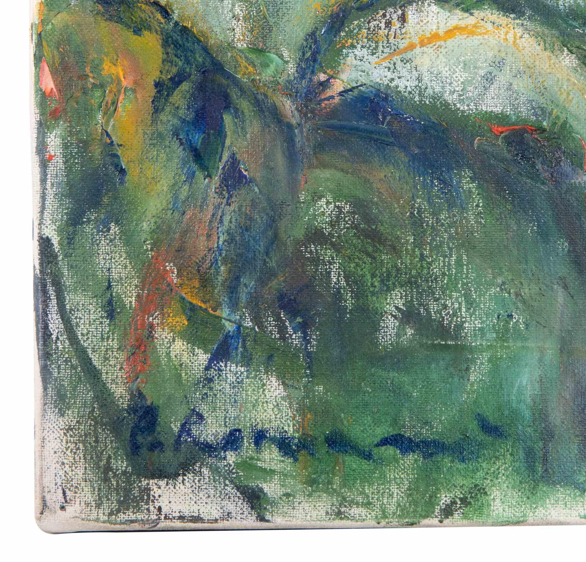 Sunflower - Oil Paint by Pino Romanò - 1990s For Sale 2