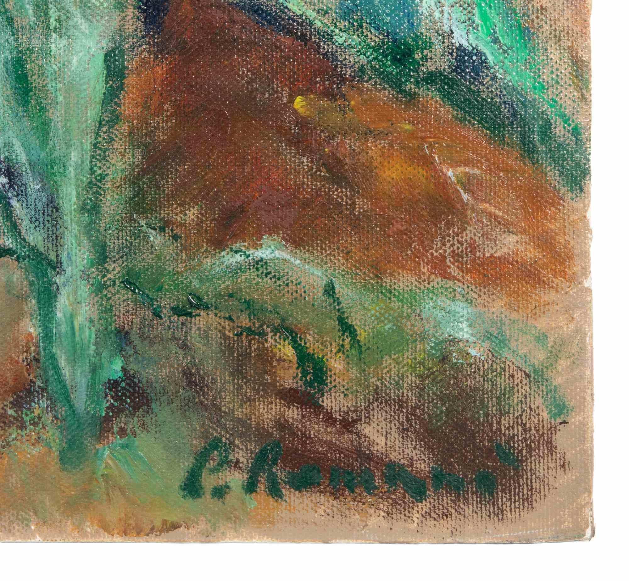 Sunflowers - Oil Paint by Pino Romanò - 1990s For Sale 1