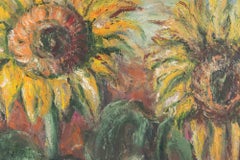 Sunflower Oil Painting on Canvas, Contemporary, Signed, 1990s