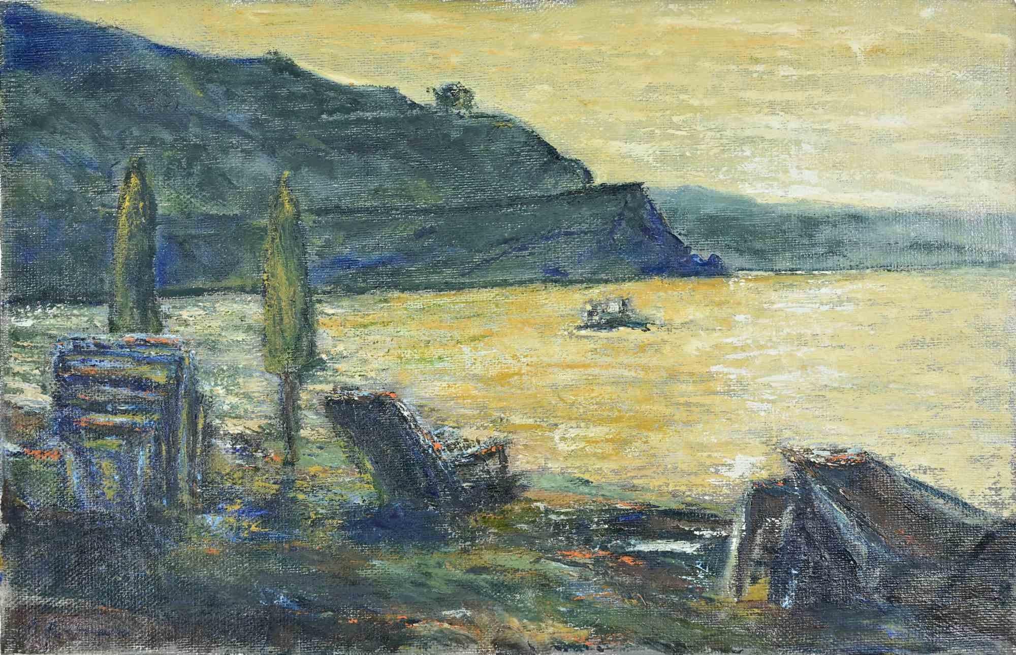 Óleo sobre lienzo realizado por Pino Romanò (1934) en 1998.

Firmado a mano. Titulado en la parte trasera.

Muy buen estado.