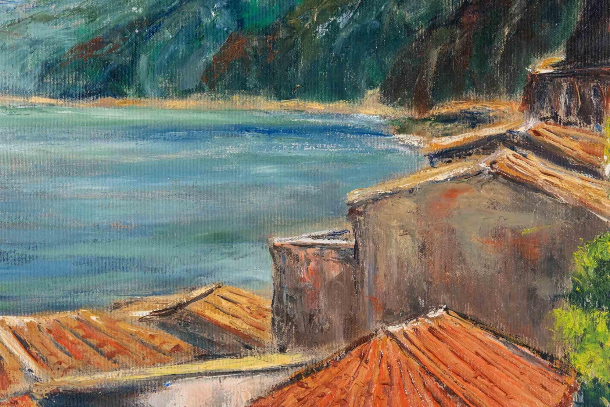 Die Küste von Scilla - Ölgemälde von Pino Romanò - 1990er Jahre im Angebot 1