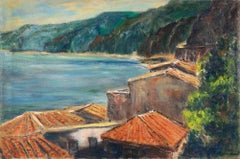 Die Küste von Scilla - Ölgemälde von Pino Romanò - 1990er Jahre