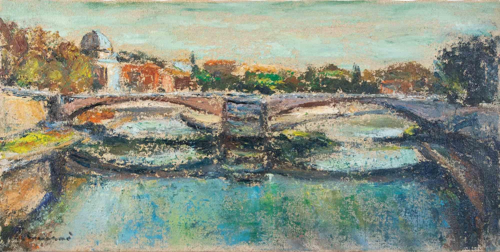 Oil on canvas realized by Pino Romanò (1934) in 1990s.

Hand signed. Titled on rear.

Very good condition.