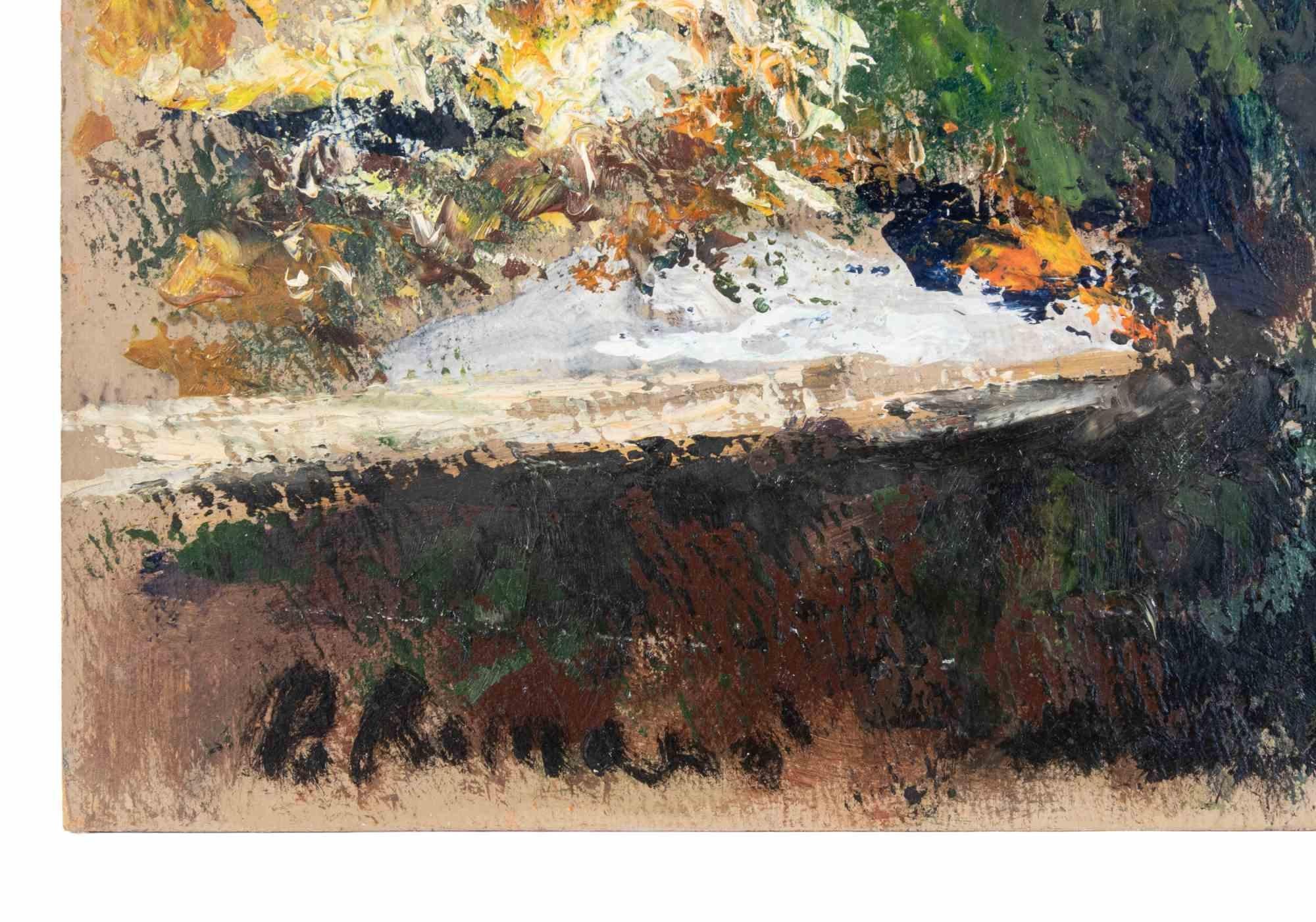 View of Celio (Rome) - Oil Paint by Pino Romanò - 1990s For Sale 2