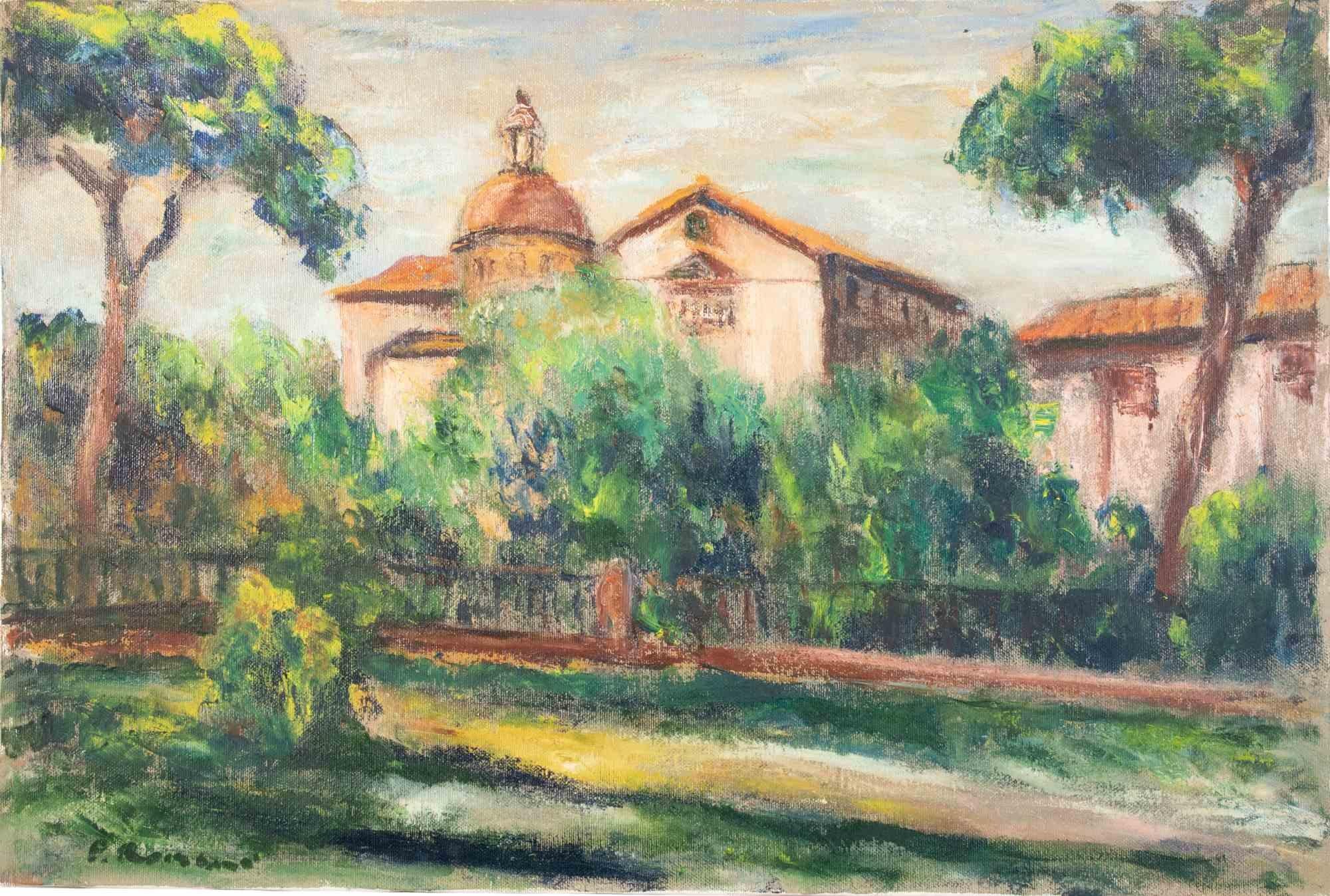 Oil on canvas realized by Pino Romanò (1934) in 1990s.

Hand signed. Titled on rear.

Very good condition.