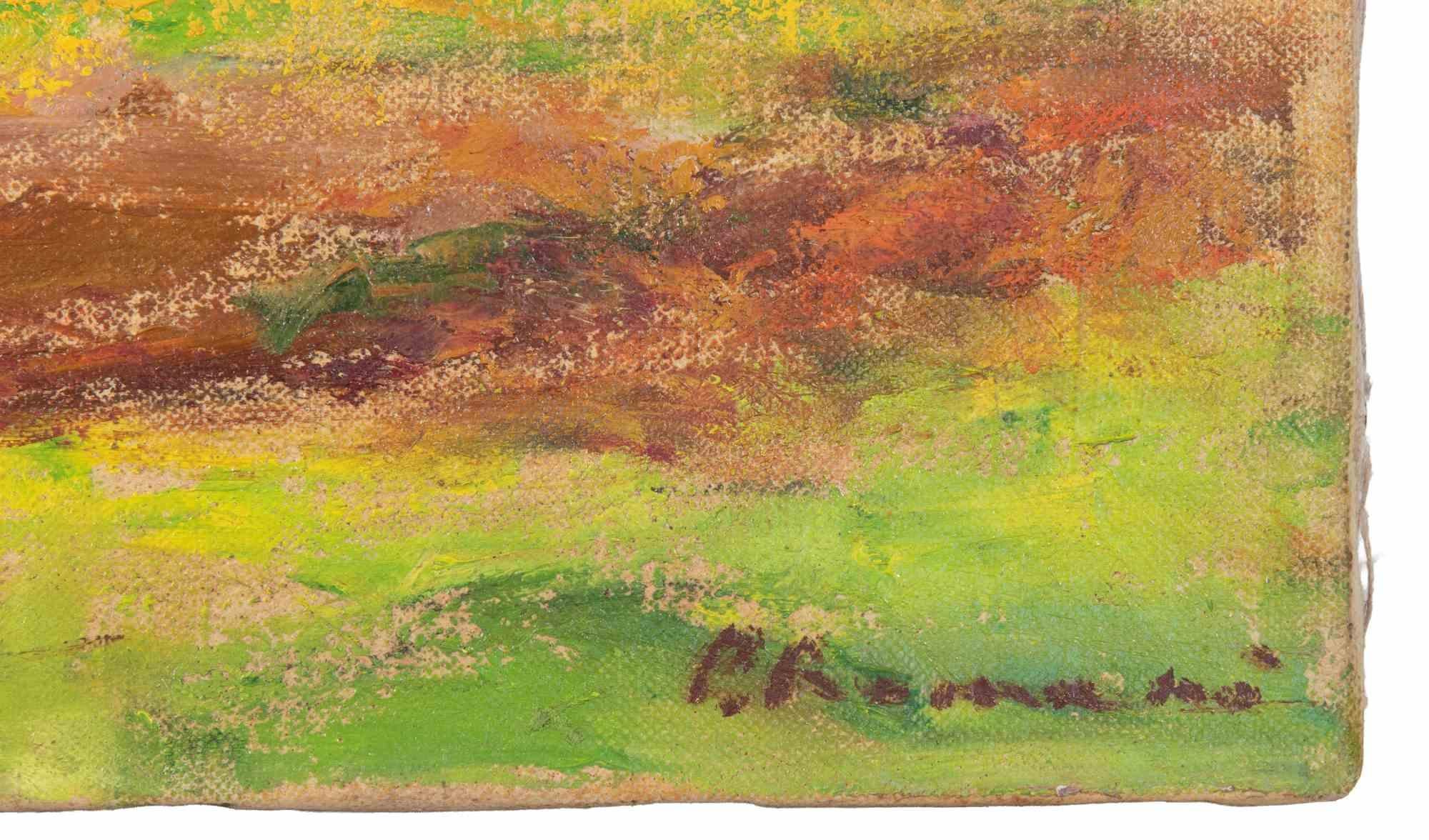 Veduta del Circo Massimo e Celio - Dipinto a olio di Pino Romanò - Anni '90 in vendita 2