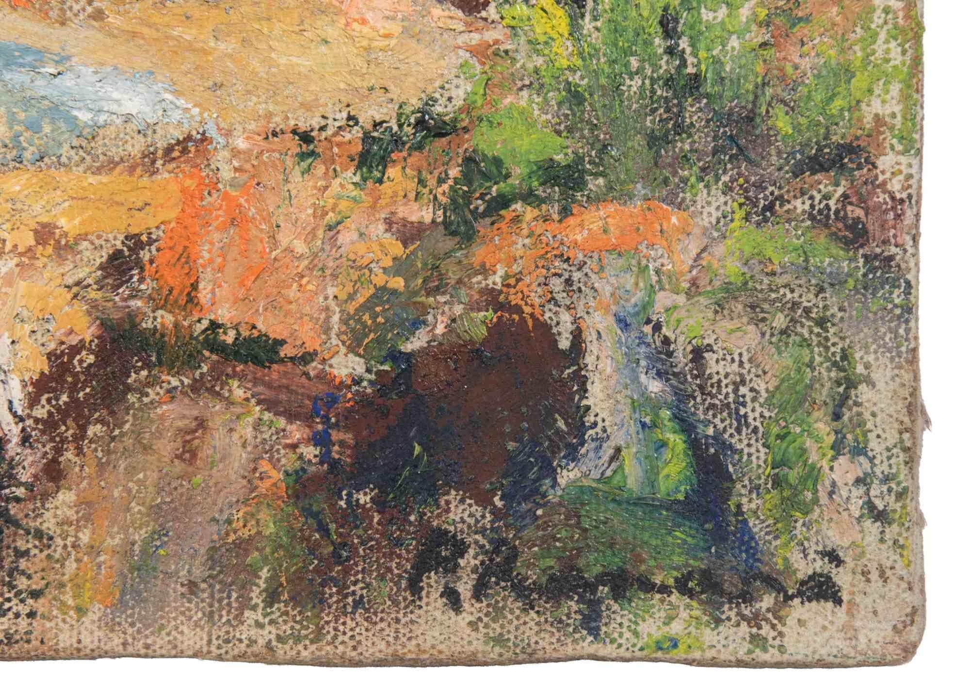 View of Costa Viola - Oil Paint by Pino Romanò - 1990s For Sale 2