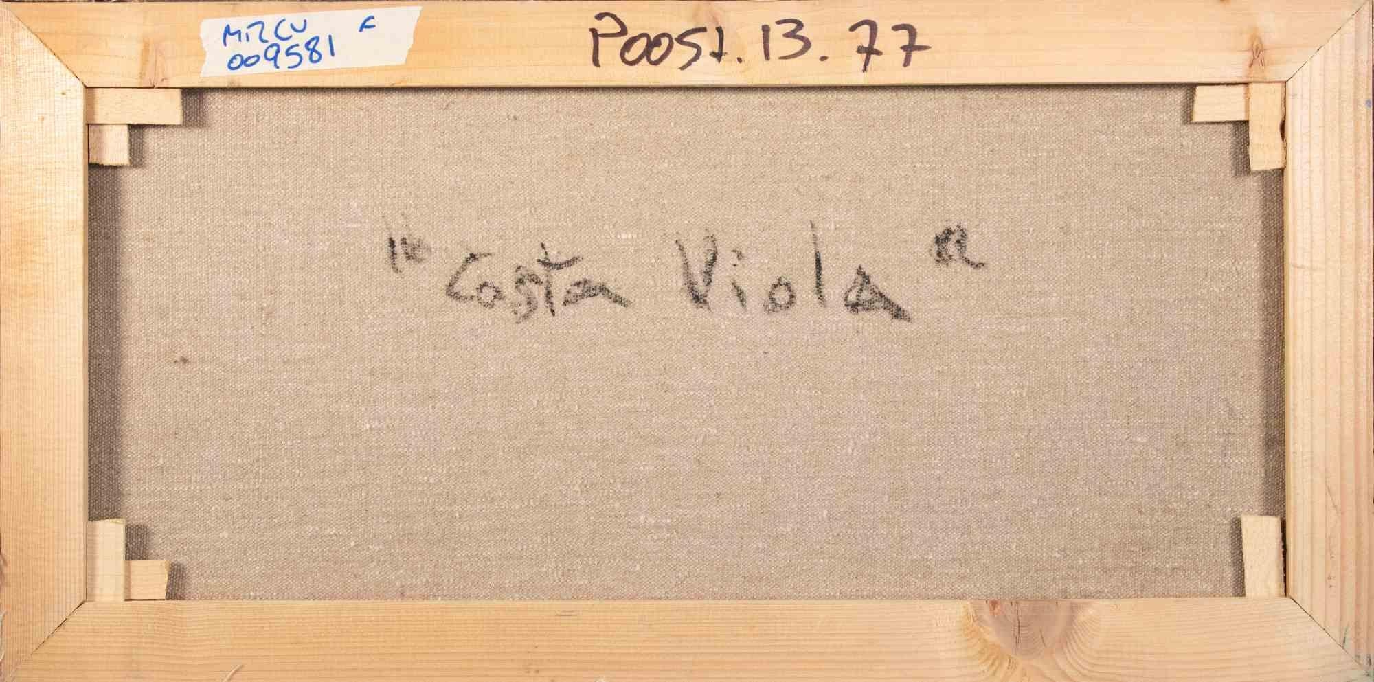 View of Costa Viola - Oil Paint by Pino Romanò - 1990s For Sale 3