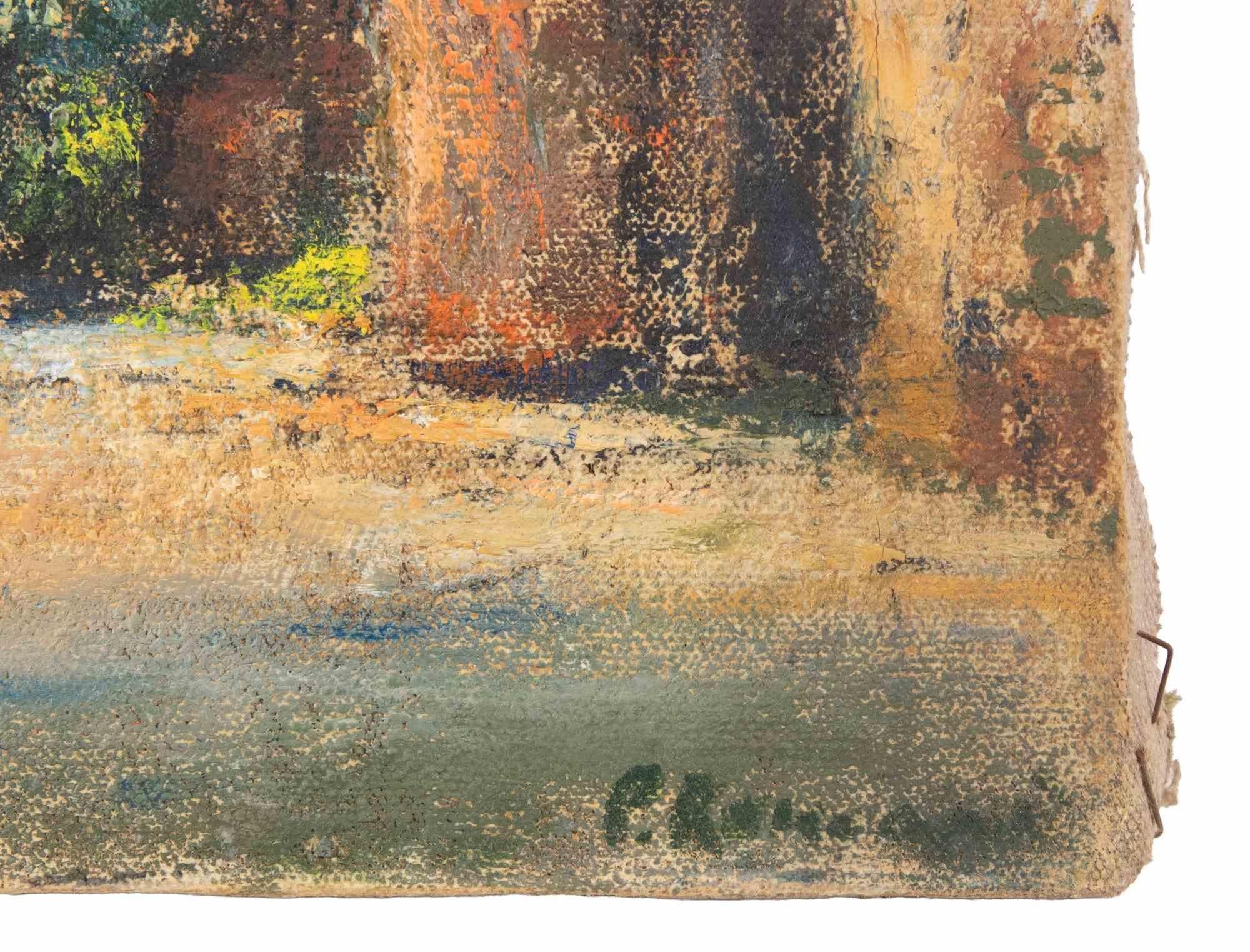 Blick auf den Piazzale Ostiense - Rom - Ölgemälde von Pino Romanò - 1990er Jahre im Angebot 2