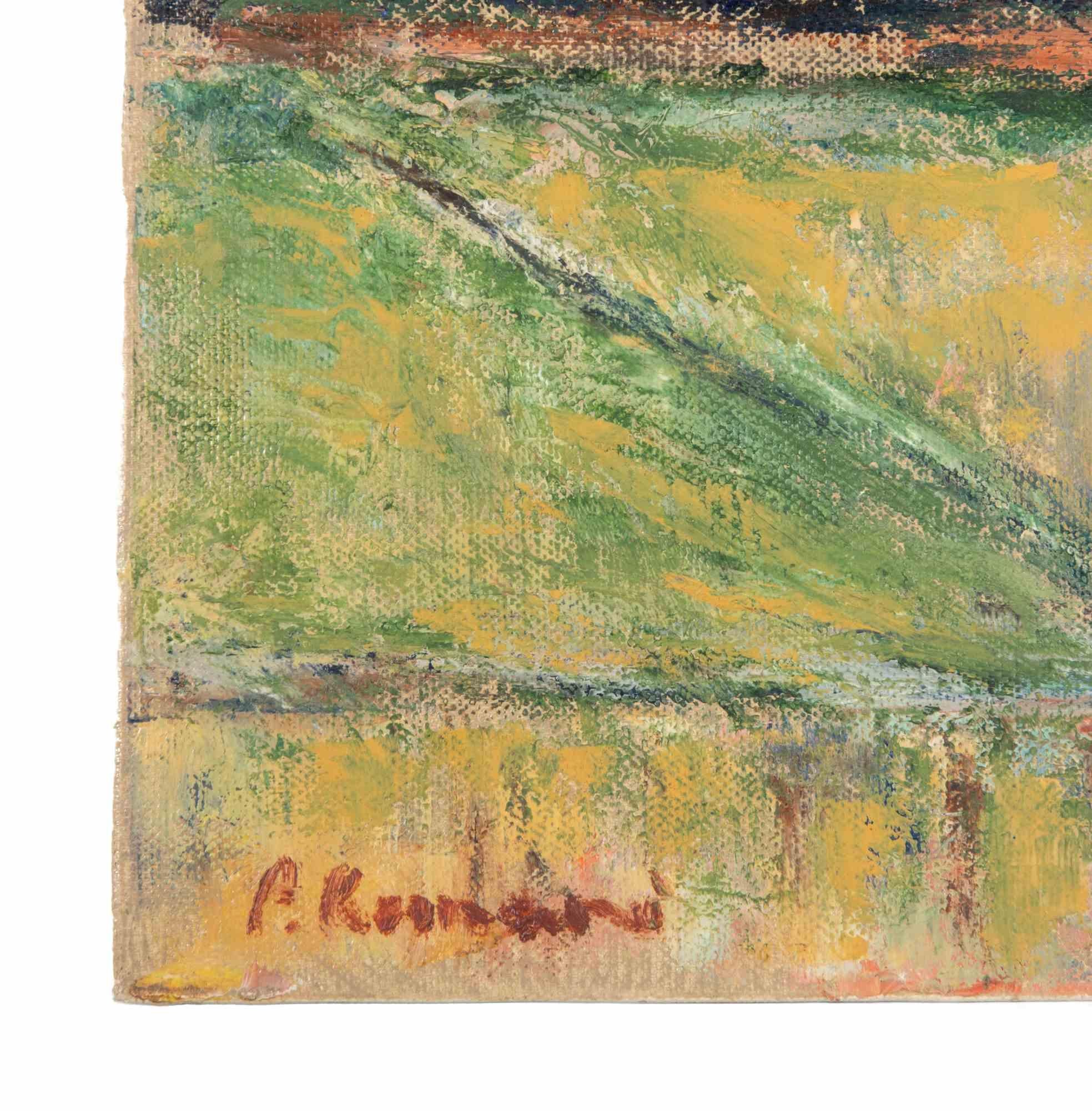 Blick auf Ponte Sisto - Ölgemälde von Pino Romanò - 1999 im Angebot 2