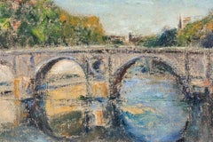 View of Ponte Sisto - Rome - Oil Paint by Pino Romanò - 1990s
