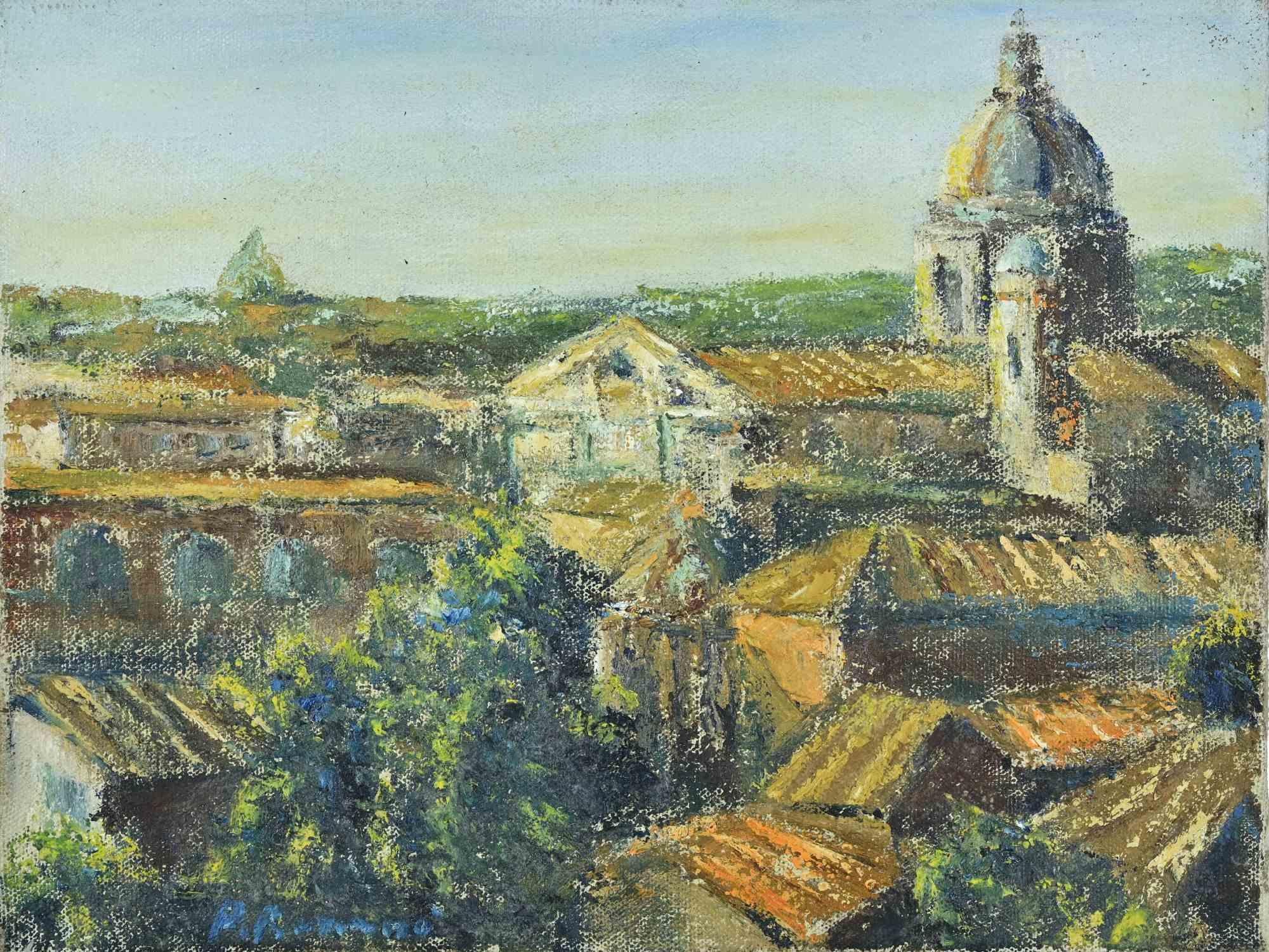 View of Rome - Oil Paint by Pino Romanò - 1990s For Sale 1