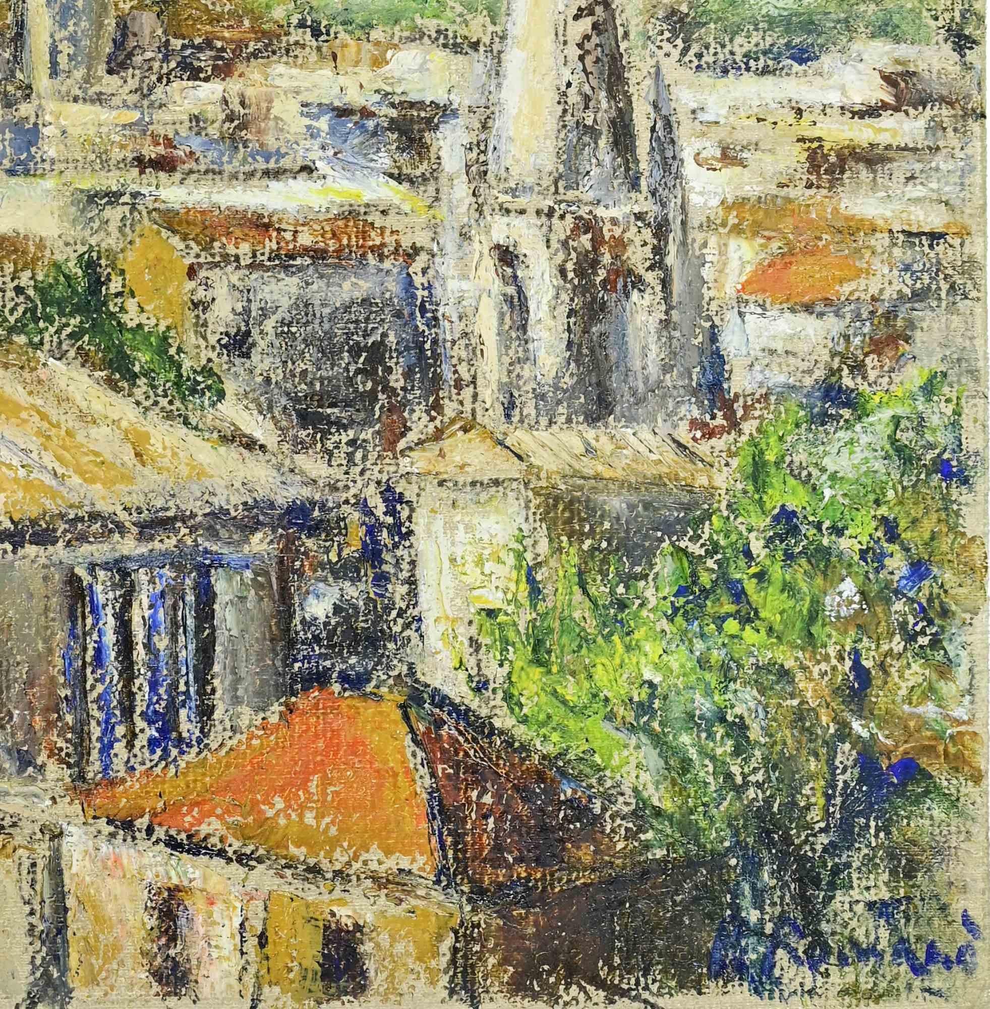 Veduta di Roma - Dipinto a olio di Pino Romanò - Anni '90 in vendita 1
