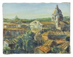 View of Rome - Oil Paint by Pino Romanò - 1990s