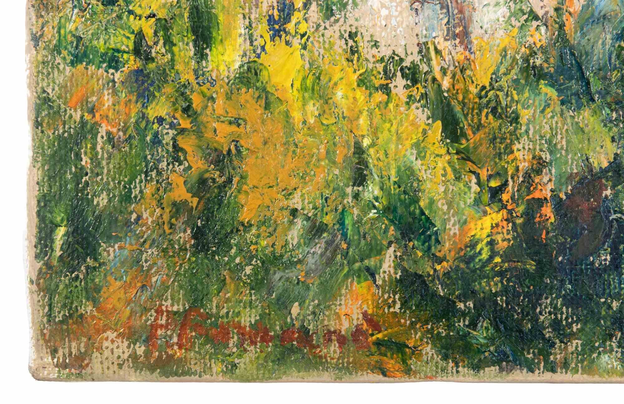 View of Scilla - Oil Paint by Pino Romanò - 1990s For Sale 2