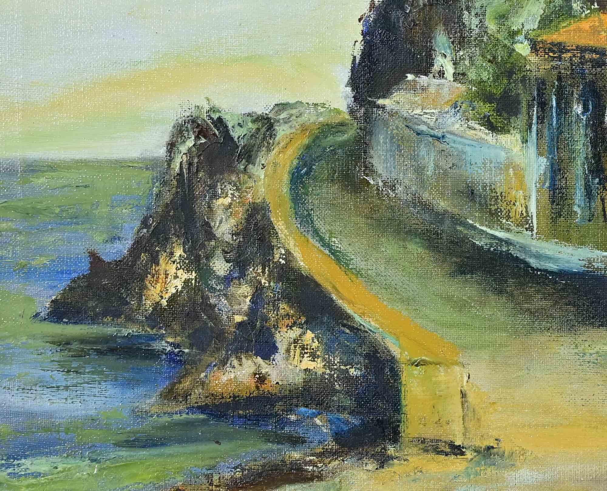 Vista de Scilla - Pintura al óleo de Pino Romanò - 1998 en venta 1