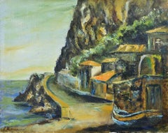 Vista de Scilla - Pintura al óleo de Pino Romanò - 1998