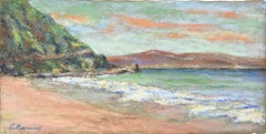 View of the Strait of Messina - Oil Paint by Pino Romanò - 1990s