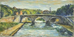 View of the Tiber at Ponte Cestio... - Oil Paint by Pino Romanò - 2000