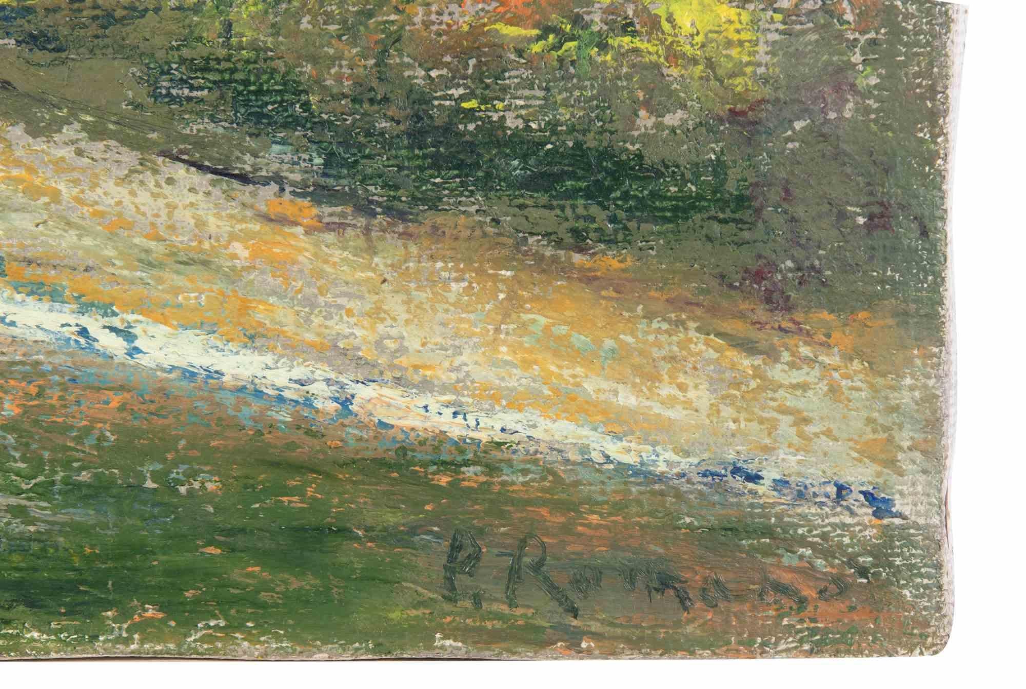 View of the Tiber (Rome) - Oil Paint by Pino Romanò - 1990s For Sale 2