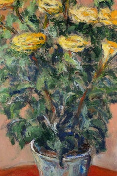 Yellow Roses Oil Painting on Canvas, Contemporary, Signed, 2000s