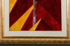 Contemporary Signed Pyramids and a Palm Tree Mixed Media Painting