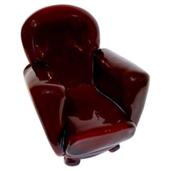 Pino Signoretto 1980s Italian Burgundy Red Murano Glass Miniature Armchair